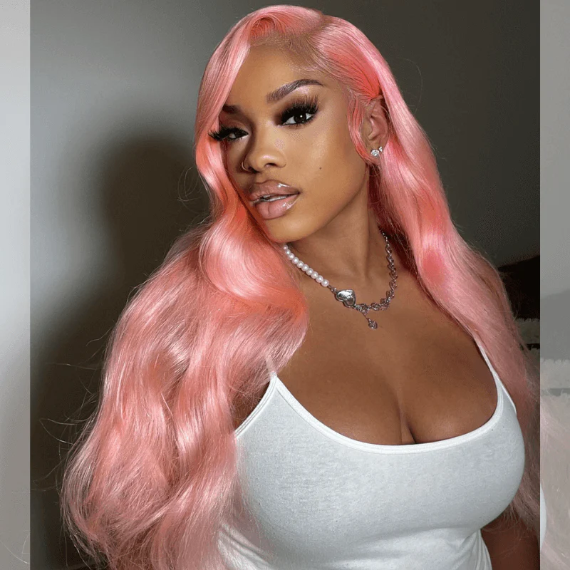 SZC 200 Density Light Pink Body Wave 13x4 HD Lace Front Virgin Hair Wigs - Image 7