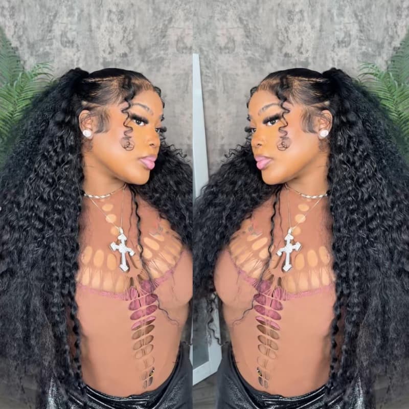 SZC Straight Body Water Wave Deep Burmese Curly 13x4 Lace Front Human Hair Wigs - Image 7