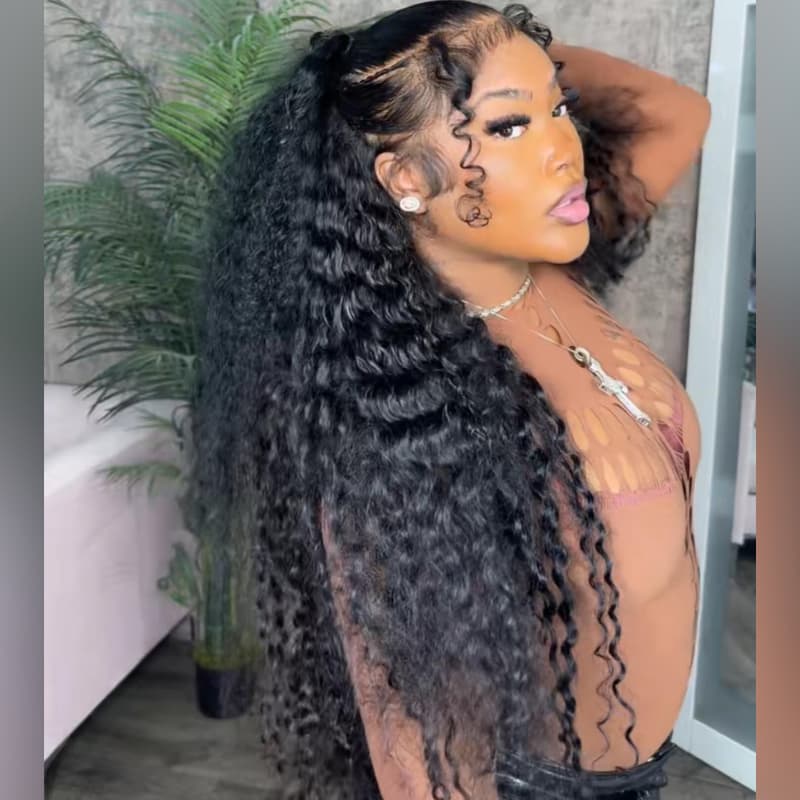 SZC Straight Body Water Wave Deep Burmese Curly 13x4 Lace Front Human Hair Wigs - Image 8